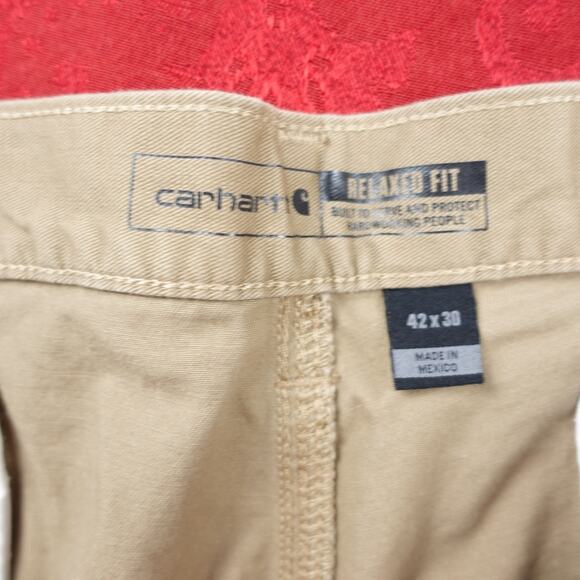 Carhartt Work Pants Men's 42x30 Relaxed Fit Twill 5-Pocket Dark Khaki BN0095-M - Picture 4 of 10